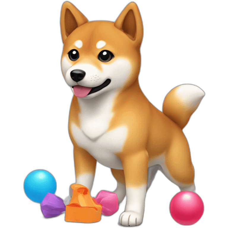 shiba inu red with broken toys emoji