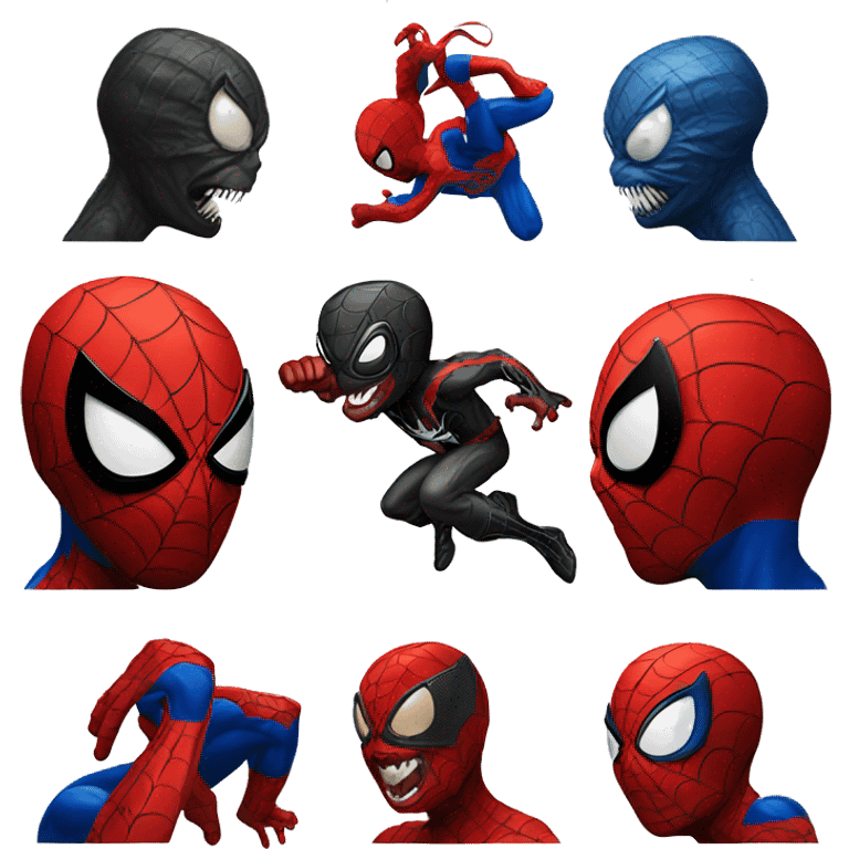 Spiderman fighting venom emoji