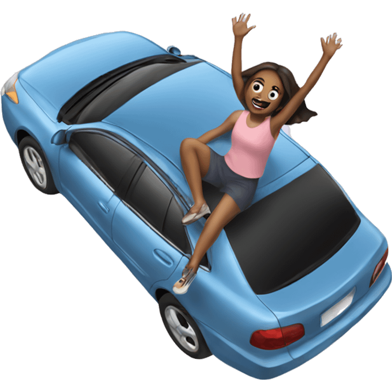 Girl falling on a car emoji