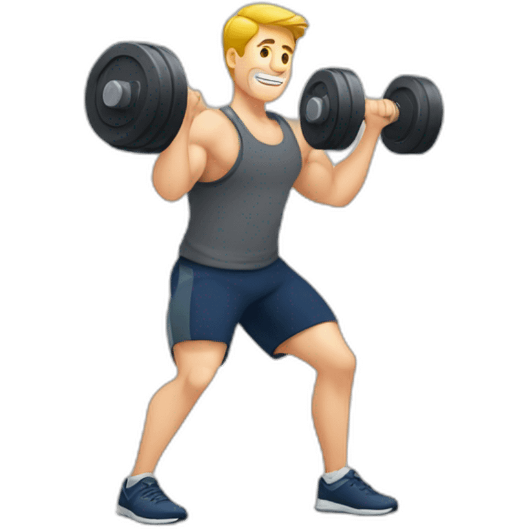 white man in a gym exercising using dumbell emoji