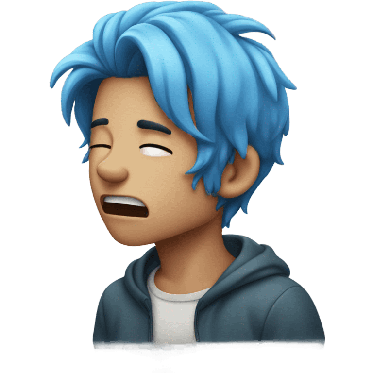 Sneezing boy with blue hair  emoji