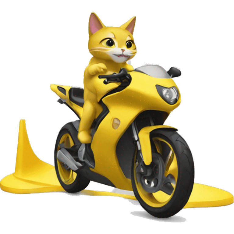 Un chat sur une beta track jaune emoji