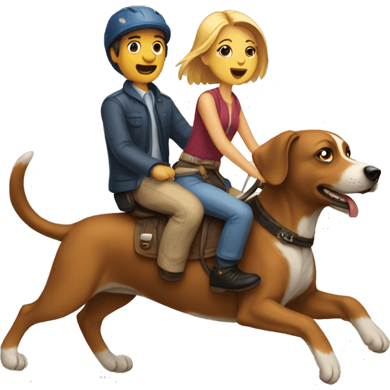 people riding a dog emoji