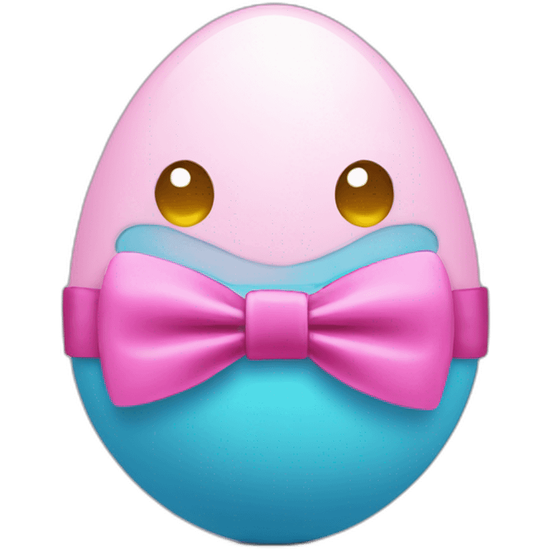 Blue egg with pink bowtie emoji