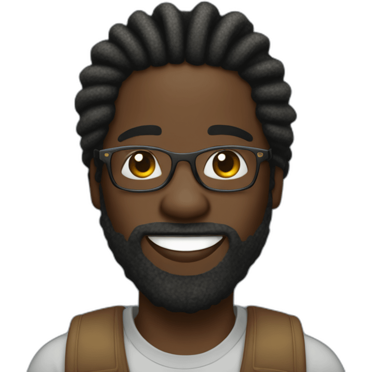 A dark skin african american man with clear glasses, and beard, and dreadlocks in two strand twists emoji