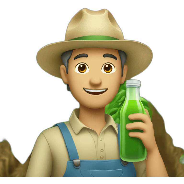 farmer with green juice bottle emoji