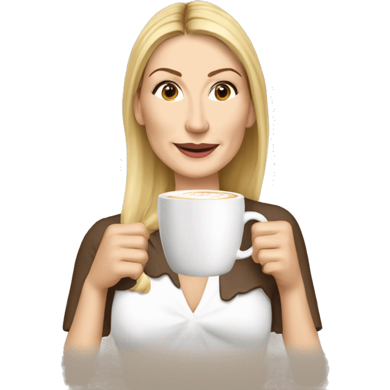 Kelly Rutherford drinking cappucino emoji