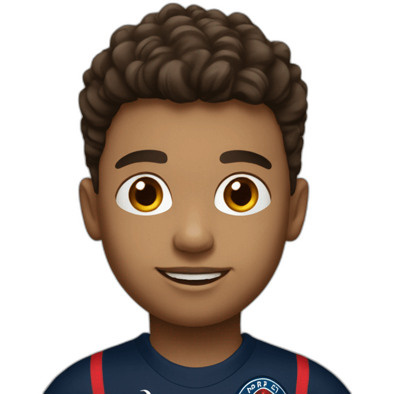 À boy with psg t-shirt gold and black,  brown hair and brown eyes emoji