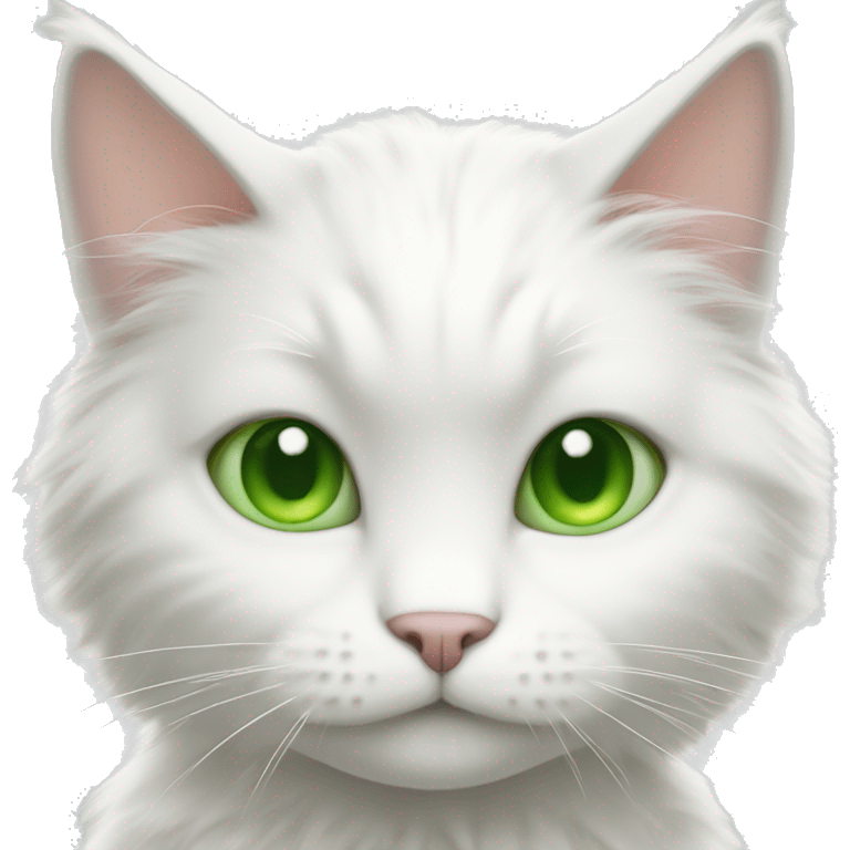 Fluffy white cat green eyes with small ears  emoji