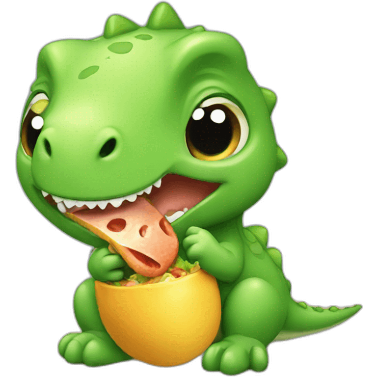 Baby dinosaur eating lunch emoji