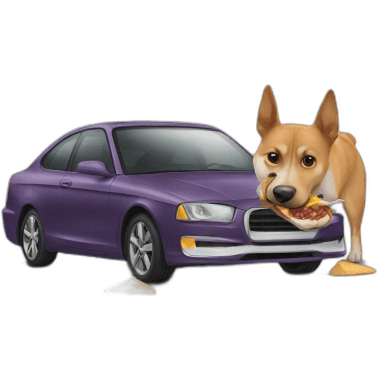 Dog eating a car emoji