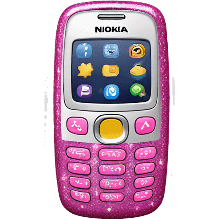 Pink Nokia phone with glitter and sparkles emoji