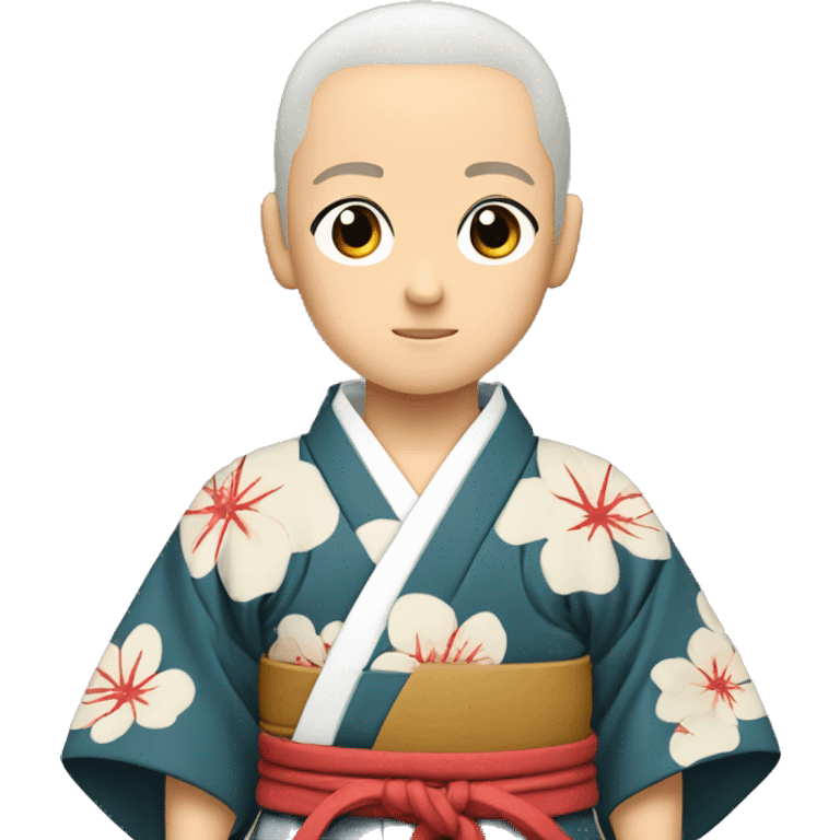 the son of a samurai,dressed in traditional kimono and kamaku emoji