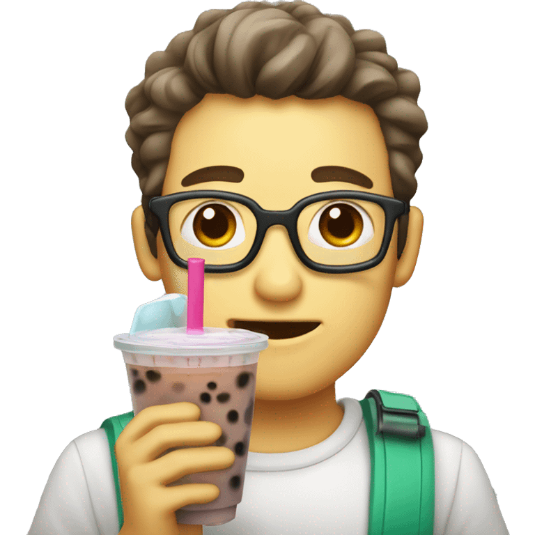 cute toolshop man drinking bubble tea emoji