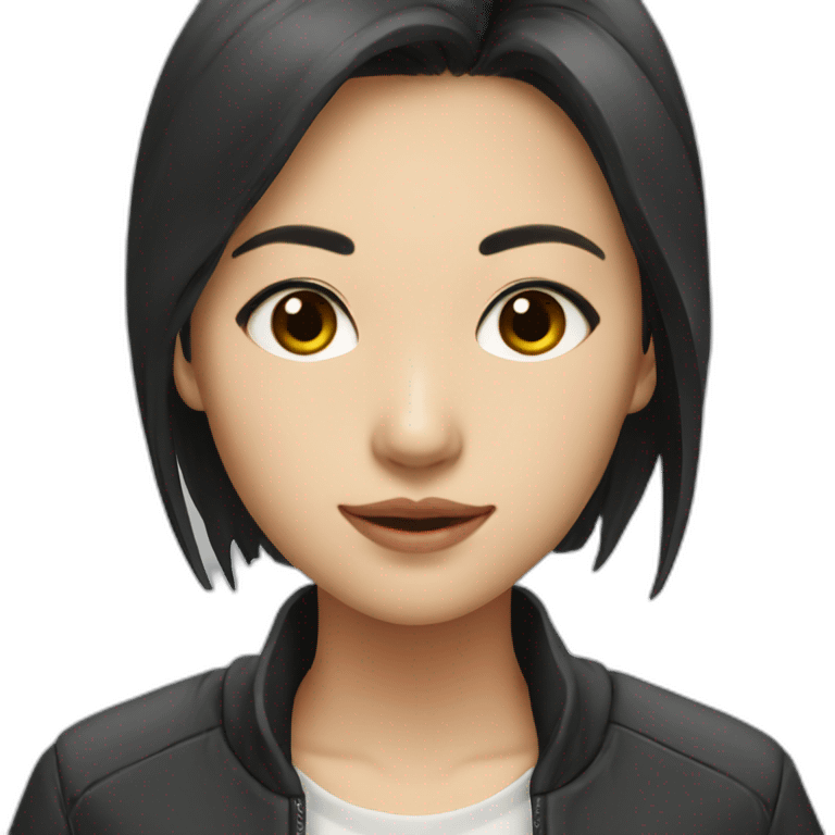 Asian girl in a dark jacket teaccher emoji