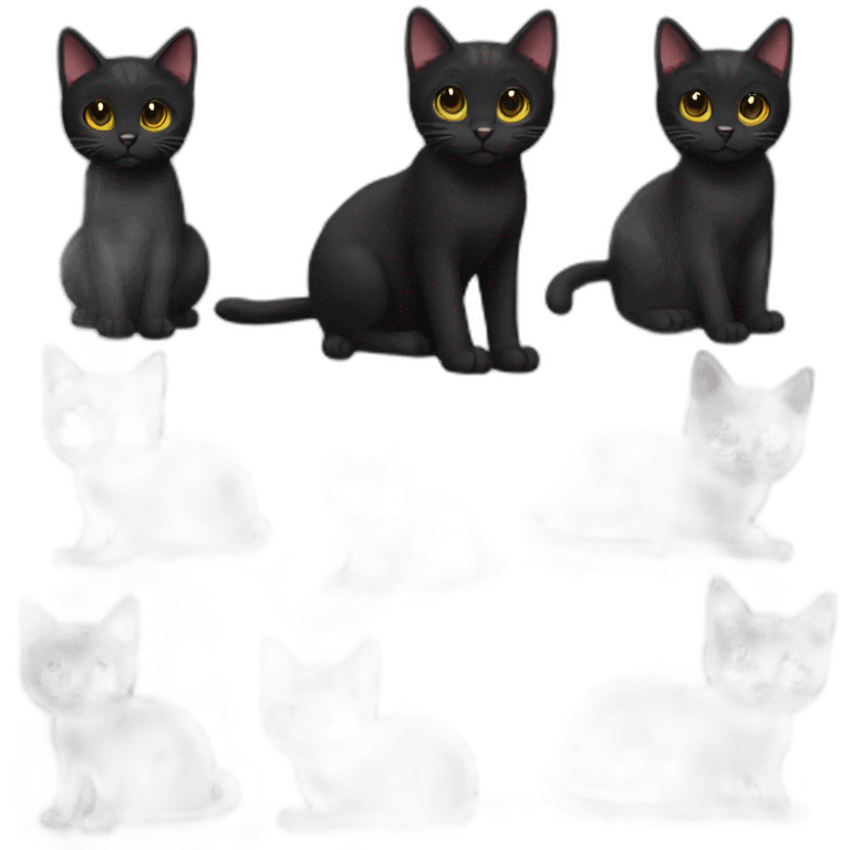 five black cats emoji