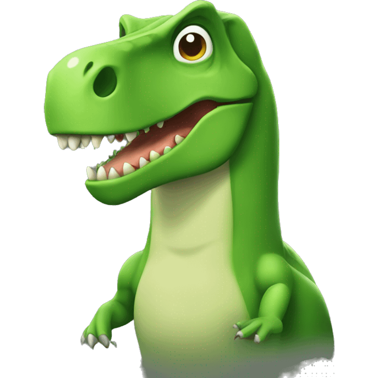 T-rex wearing cucumbers with relaxed face emoji