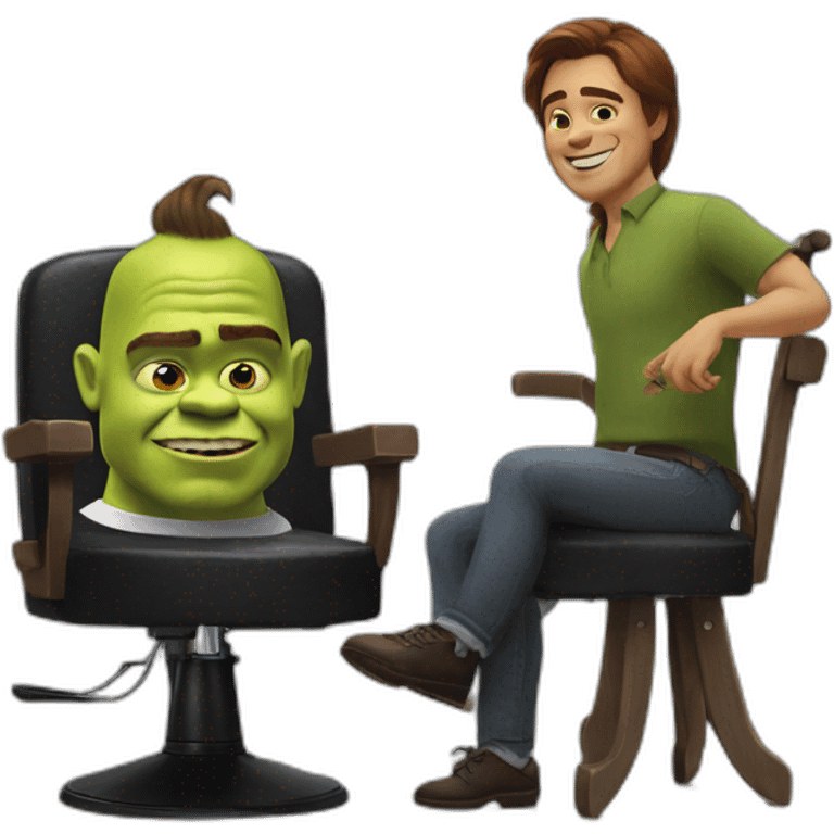 Shrek on chair and barber emoji