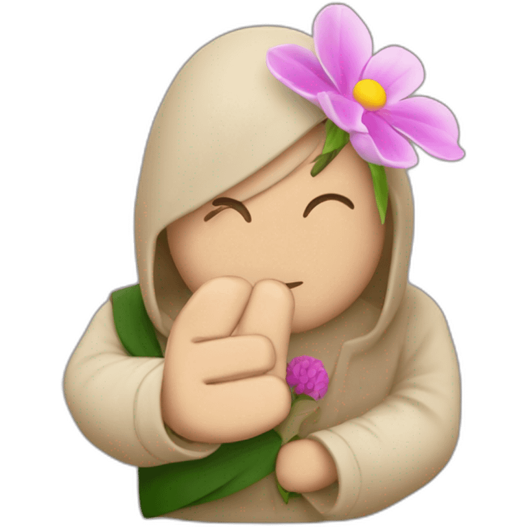 monje budista con una flor en la mano emoji