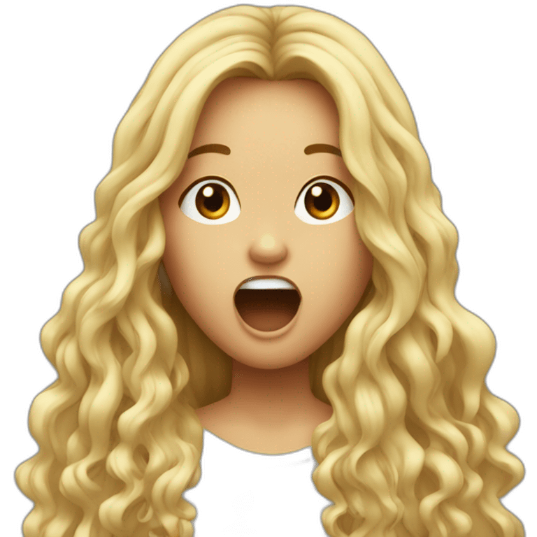 a long hair girl with open mouth emoji