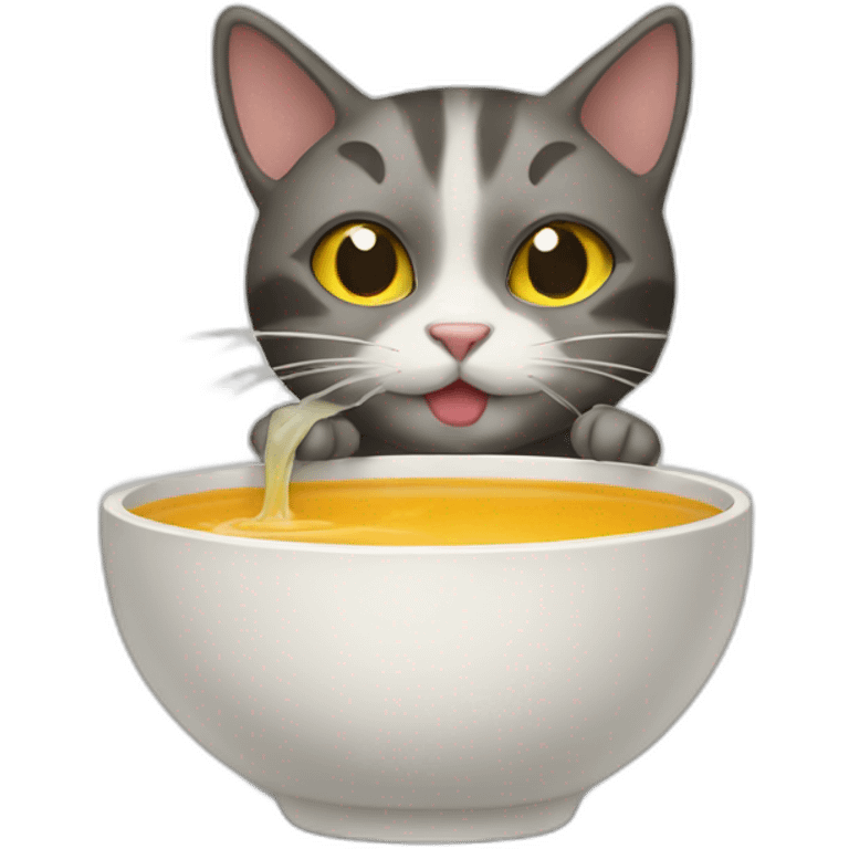 cat drinking soup emoji