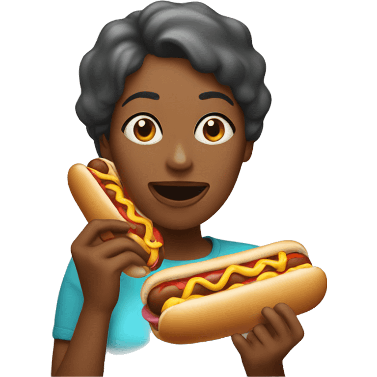 Mom eating a hotdog emoji