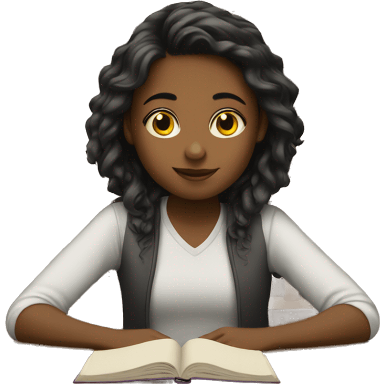 Girl sitting in the library emoji