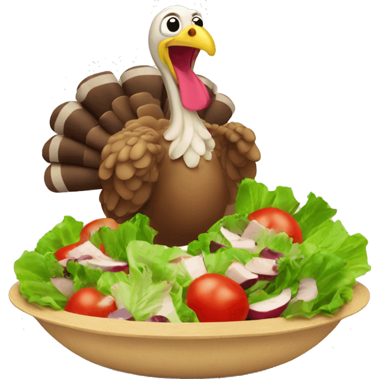 Turkey eating salad emoji