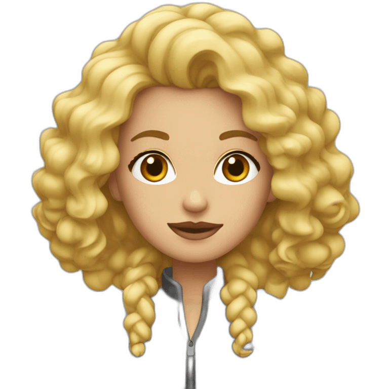 Mujer rubia pelo rizado emoji