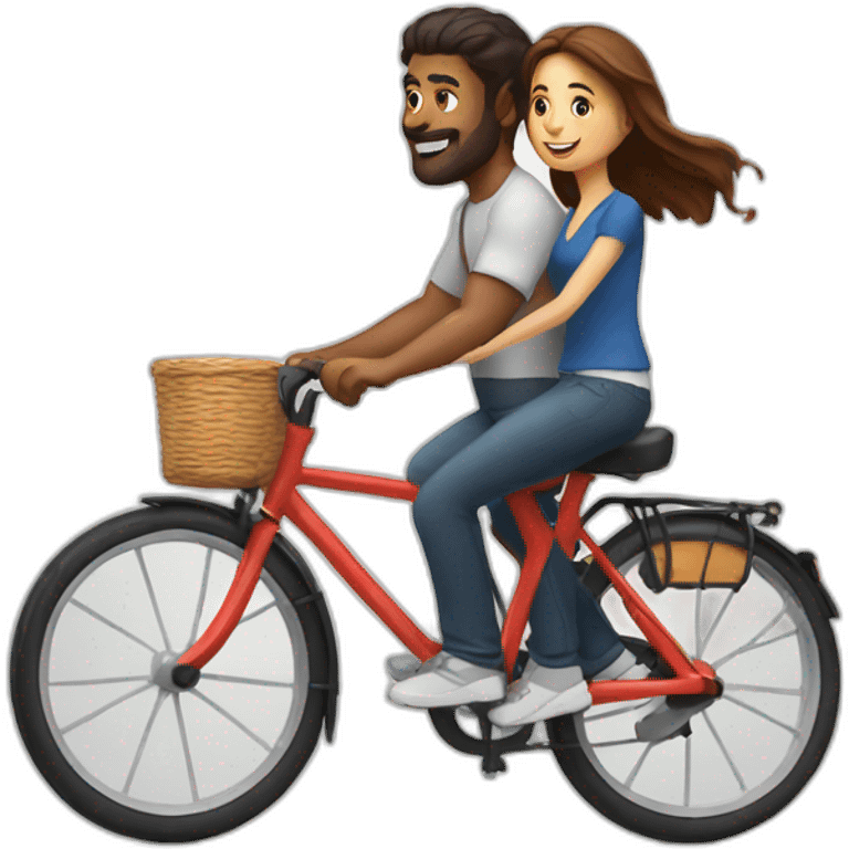 Man riding bike with girlfriend  emoji