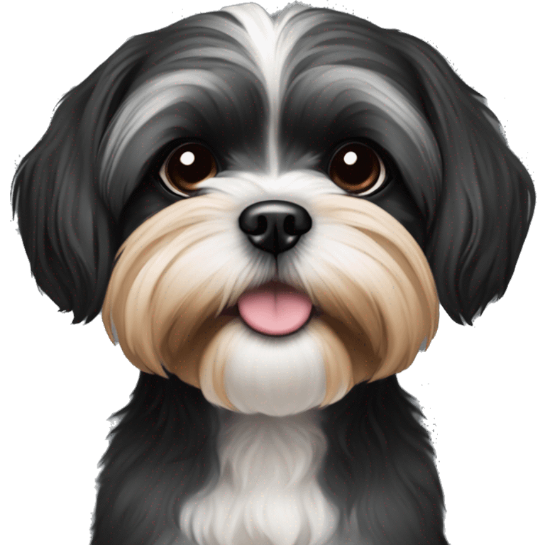 Shih tzu black puppy, yorkie coloring with light eyebrows  emoji