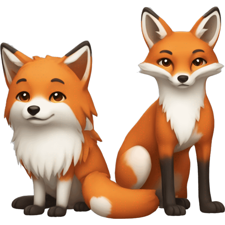 A red fox and a white fox emoji