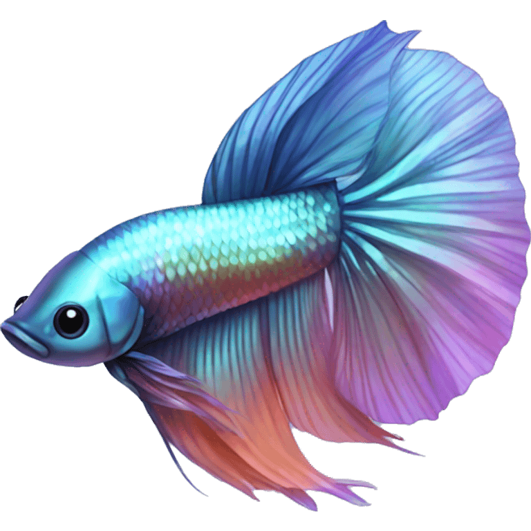 iridescent long fin betta with full tail emoji