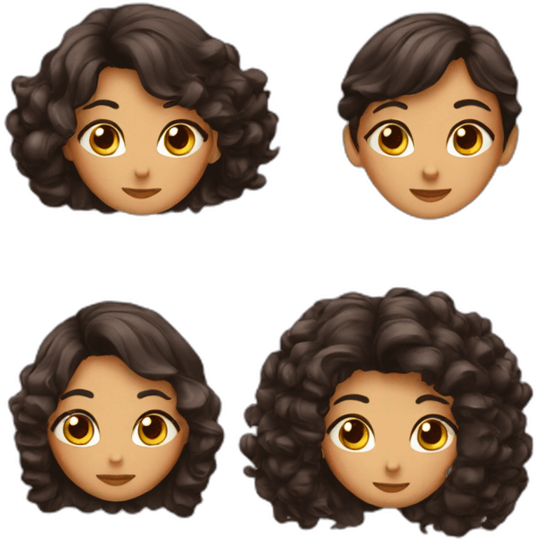 couple - filles noir avec des cheveux brun -fille noir avec des cheveux long brun emoji