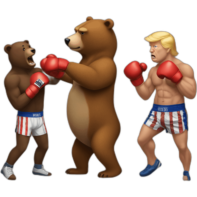 trump boxing a brown bear emoji