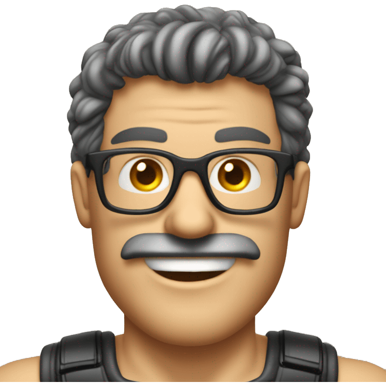 Homme musclé cheveux legerement bouclé cheveux court avec des lunettes  emoji