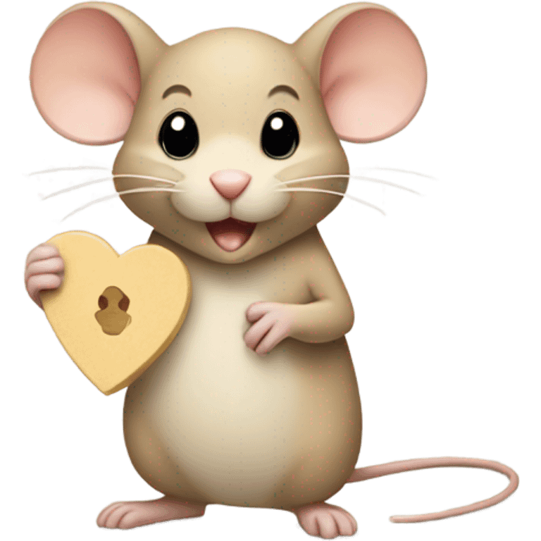 Beige mouse holding beige hearf emoji