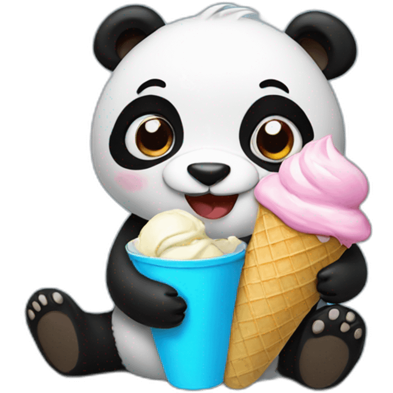 Panda eating ice cream emoji