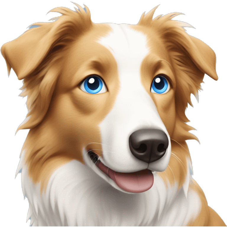 Pale orange and white border collie with blue eyes  emoji