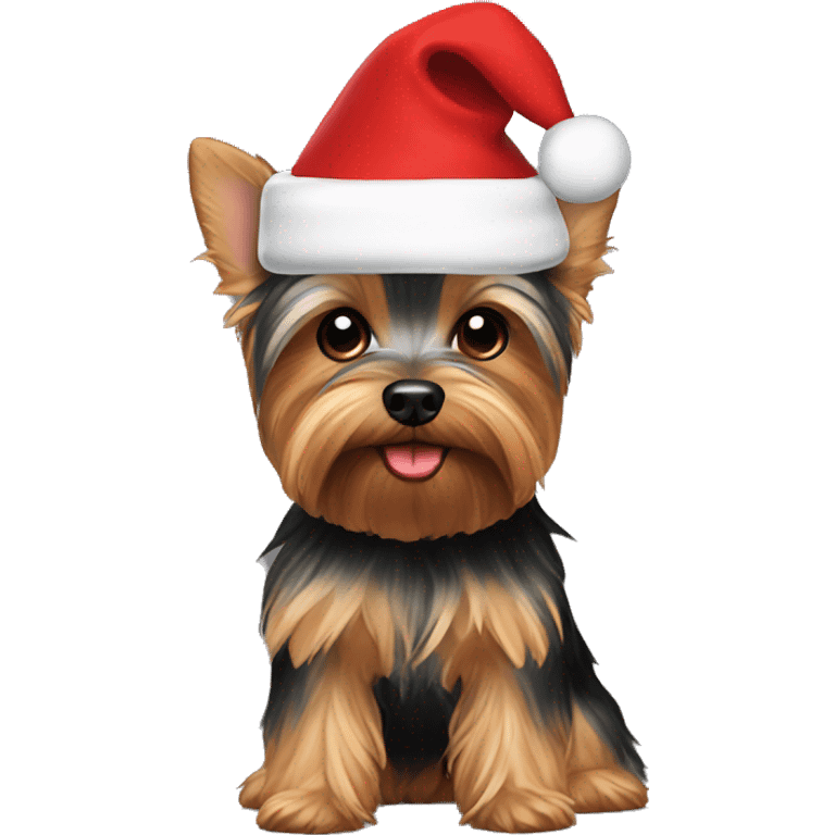 Yorkie with Santa hat emoji