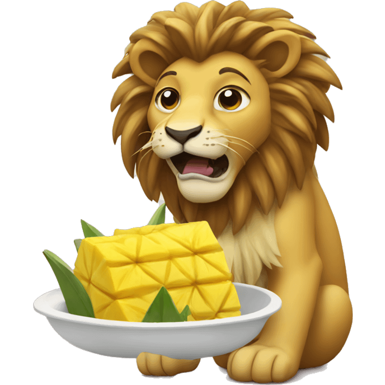 Lion eating a pineapple emoji