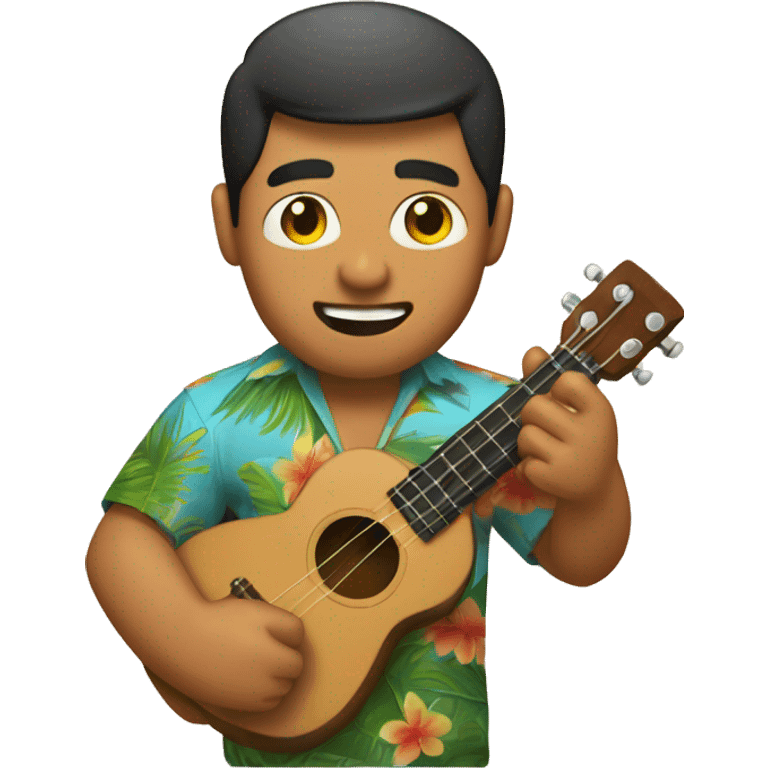 man hawaaian-asian playin ukelele emoji