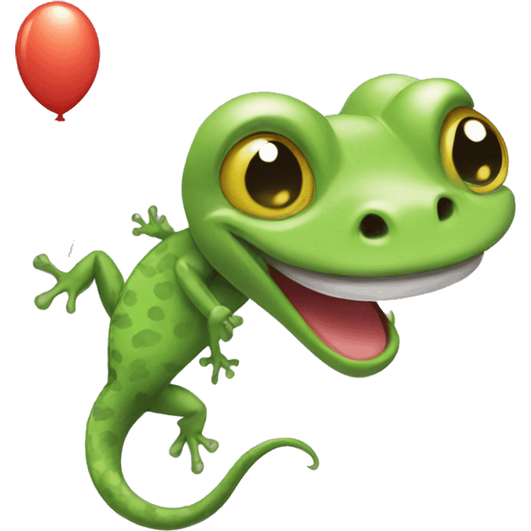 Gecko with baloon emoji