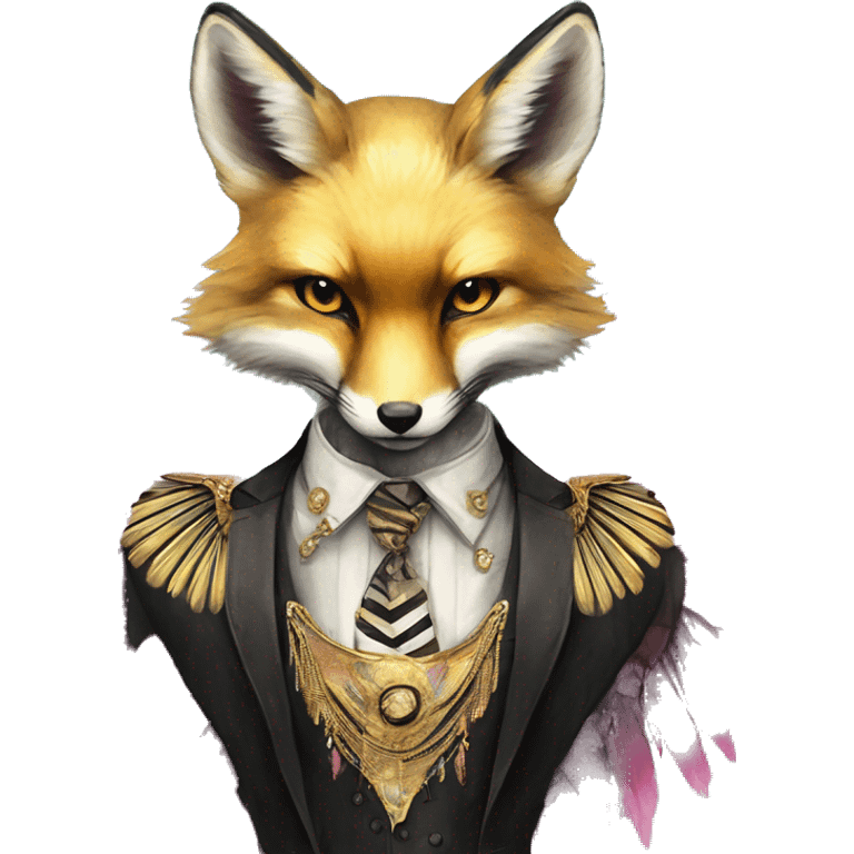 Dark black Beige cyan Pink magenta burgundy maroon cyan beige gray fox black stripes wearing gold jewellery gold piercings gold gilded vintage watercolour tie dye black raven wings emoji