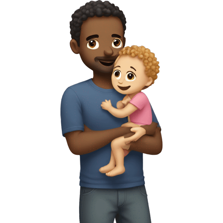 Dad hugging a curly baby emoji