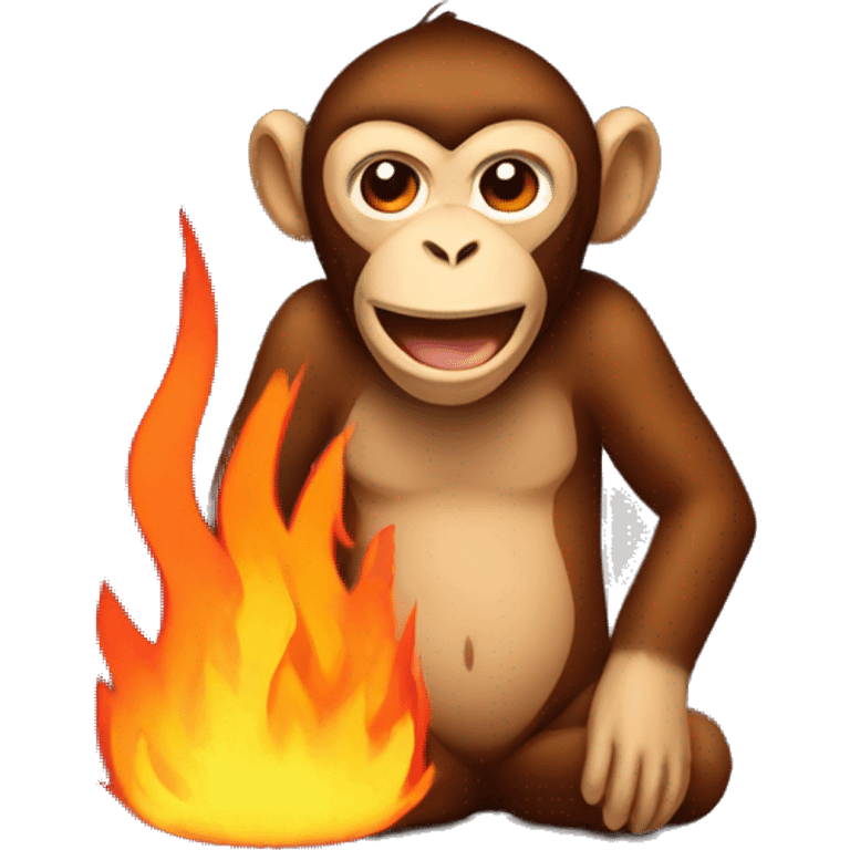 monkey surrounded by fire emoji