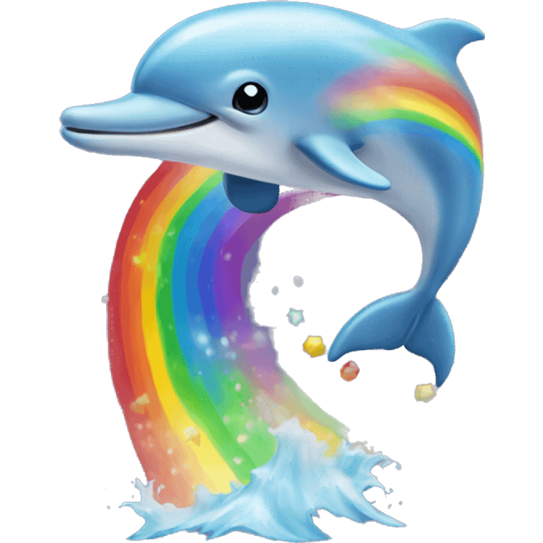 Dolphin jumping with rainbows emoji