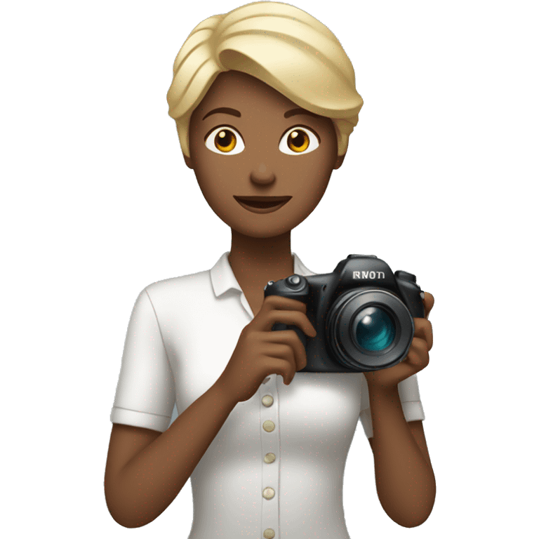 white woman holding a camera vertically emoji