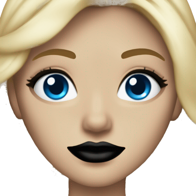 Blonde hair, blue eyes, black lips, black crown emoji