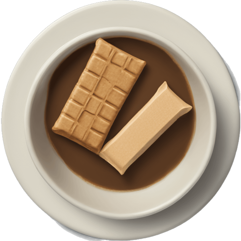 Top view coffee and protein bar on a small plate  emoji